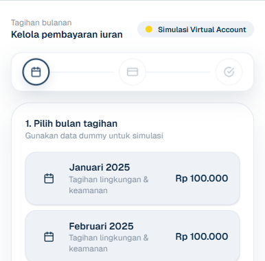 Contoh tampilan tagihan dan pembayaran